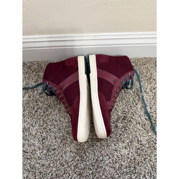 New TED BAKER London $195  Burgundy Felt Colorblock Miykal Hi Top Sneakers US 9, main image 4